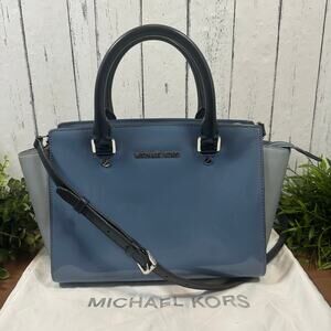 Michael Kors Selma Medium Patent Colorblock Satchel Handbag